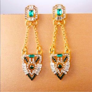 🐍 Art Deco Earrings with crystals in GP